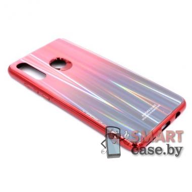 Стеклянный чехол для Huawei P30 Lite (Красный перелив)