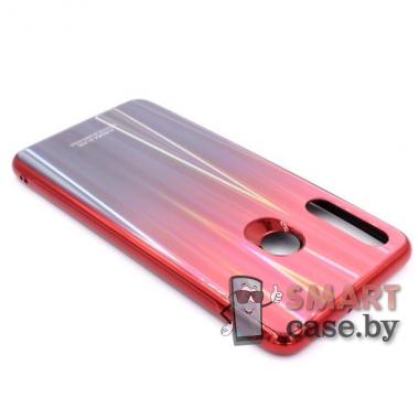 Стеклянный чехол для Huawei P30 Lite (Красный перелив)