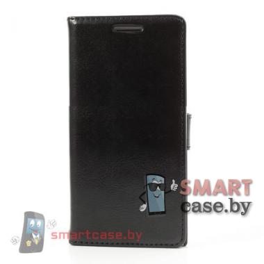 Кожаный кошелек - чехол для Huawei Ascend P6 (Черный)