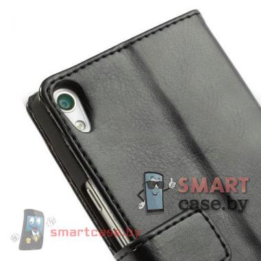 Кожаный кошелек - чехол для Huawei Ascend P6 (Черный)