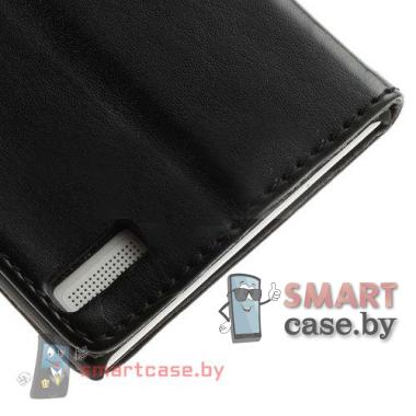 Кожаный кошелек - чехол для Huawei Ascend P6 (Черный)