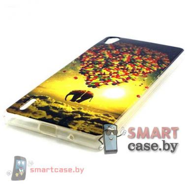 Чехол для Huawei Ascend P7 силиконовый (Воздушные шары)