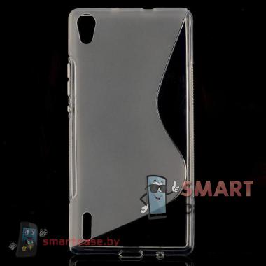 Силиконовая накладка для Huawei Ascend P7 S-Shape (прозрачная)