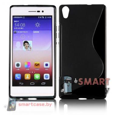 Силиконовая накладка для Huawei Ascend P7 S-Shape (черная)