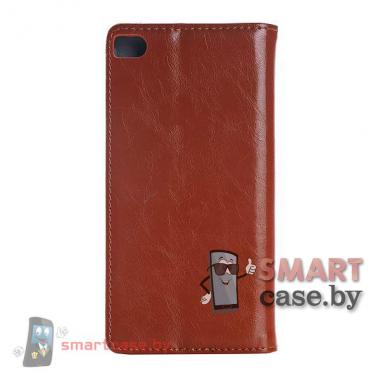 Чехол книжка для Huawei Ascend P7 натуральная кожа Crazy Horse (Коричневый)