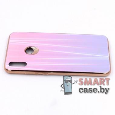 Стеклянный чехол для Huawei Y6 (2019) (Розовый перелив)