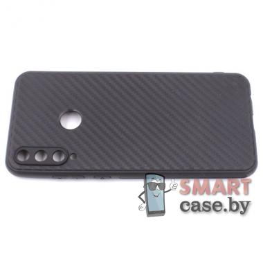 Силиконовый чехол для Huawei Y6P Carbon Fiber (Чёрный)