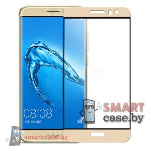 Защитное стекло для Huawei Y7 2017 на весь экран (золото)