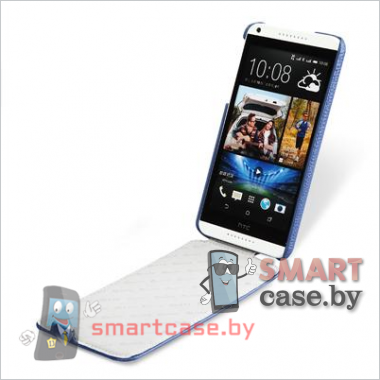 Чехол блокнот для HTC Desire 816 Sipo (натуральная кожа, темно синий)