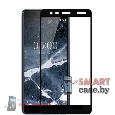 Защитное стекло для Nokia 5.1 (1105) с полной проклейкой 9H, 3D (черное)