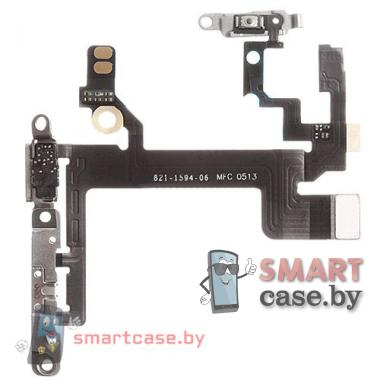 Шлейф iPhone 5S кнопки включения, громкости, переключателя вибрации, микрофон, вспышка OEM