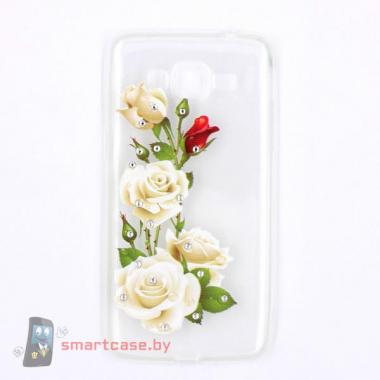 Чехол для Samsung Galaxy Grand Prime G530 со стразами (Розы)