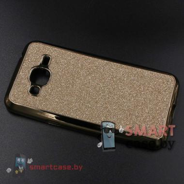 Силиконовый чехол для Samsung Galaxy J3 (2016) блестящий (золотой)