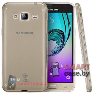 Силиконовый бампер для Samsung Galaxy J3 (2016) (Прозрачный-темный)