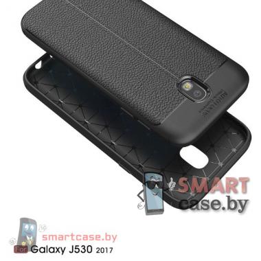 Чехол для Samsung J5 2017 силиконовый (TPU) "Кожа" (Черный)