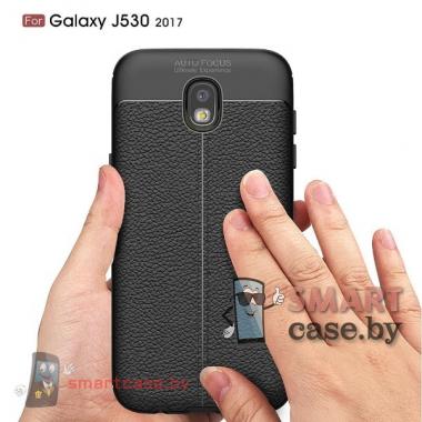 Чехол для Samsung J5 2017 силиконовый (TPU) "Кожа" (Черный)