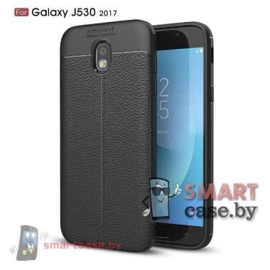 Чехол для Samsung J5 2017 силиконовый (TPU) "Кожа" (Черный)