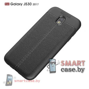 Чехол для Samsung J5 2017 силиконовый (TPU) "Кожа" (Черный)