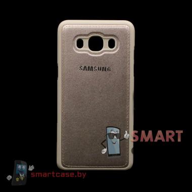 Силиконовый чехол для Samsung Galaxy J5 (J510) кожаный (золотой)