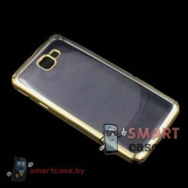 Чехол для Samsung Galaxy J5 Prime (j570f) силиконовый с золотой рамкой