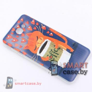 Силиконовый чехол для Samsung Galaxy J5 Prime (j570f) со стразами(Кот)