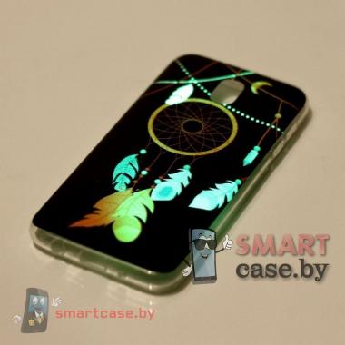 Чехол для Samsung Galaxy J7 2017 светящийся силиконовый (Ловец снов)