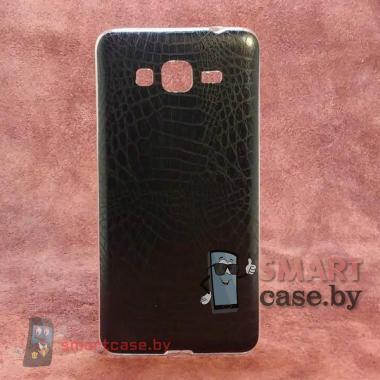 Силиконовый чехол для Samsung Galaxy J7 (Черная кожа)