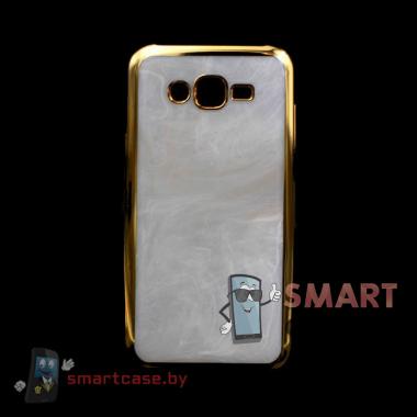 Чехол для Samsung Galaxy J7 мрамор с золотой каймой