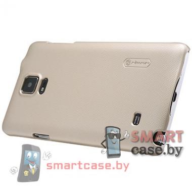 Чехол для Samsung Galaxy Note 4 Nillkin Frosted + пленка (Золотой)