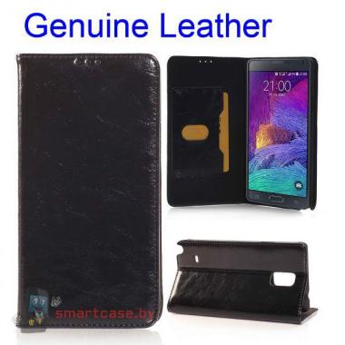 Чехол-книжка для Samsung Galaxy Note 4 натуральная кожа (черный)
