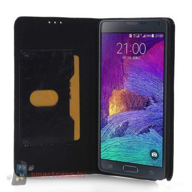 Чехол-книжка для Samsung Galaxy Note 4 натуральная кожа (черный)