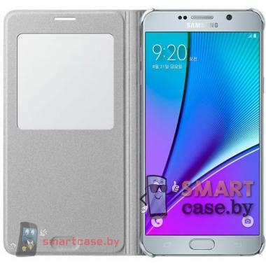 Оригинальный чехол Samsung Galaxy Note 5 S View Cover серебро (EF-CN920PSEGRU) 