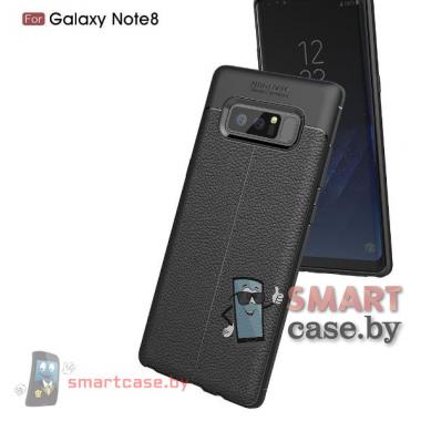 Чехол для Samsung Note 8 силиконовый (TPU) "Кожа" (Черный)