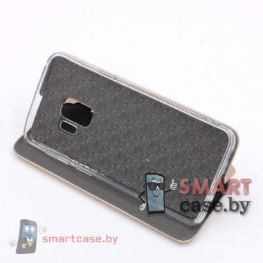 Кожаный чехол-книжка для Samsung Galaxy S9 (золотой)