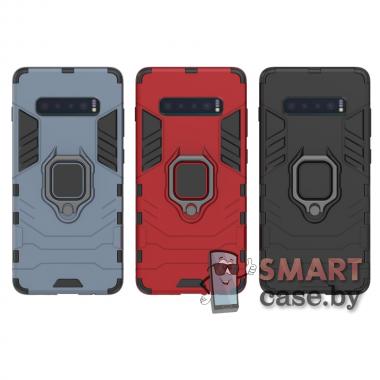 Гибридный противоударный чехол Kickstand для Samsung Galaxy S10 Plus (Чёрный)