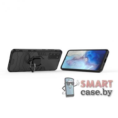 Противоударный гибридный чехол Kickstand для Samsung Galaxy S20 Plus силикон+пластик (Чёрный)