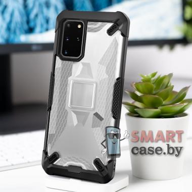 Противоударный чехол Shockproof для Samsung Galaxy S20 Plus силикон+пластик (Чёрный)