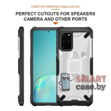 Противоударный чехол Shockproof для Samsung Galaxy S20 Plus силикон+пластик (Чёрный)