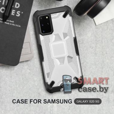 Противоударный чехол Shockproof для Samsung Galaxy S20 Plus силикон+пластик (Чёрный)