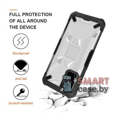 Противоударный чехол Shockproof для Samsung Galaxy S20 Plus силикон+пластик (Чёрный)