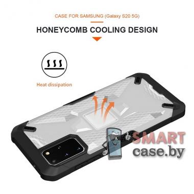 Противоударный чехол Shockproof для Samsung Galaxy S20 Plus силикон+пластик (Чёрный)
