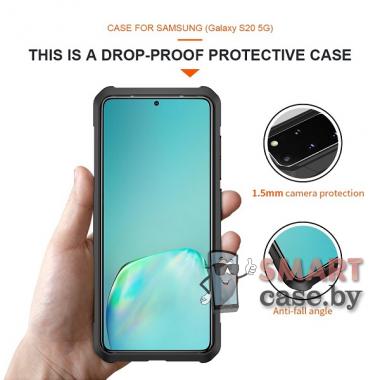 Противоударный чехол Shockproof для Samsung Galaxy S20 Plus силикон+пластик (Чёрный)