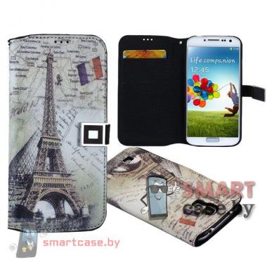 Кожаный чехол кошелек для Samsung Galaxy i9500 S4 (Башня)