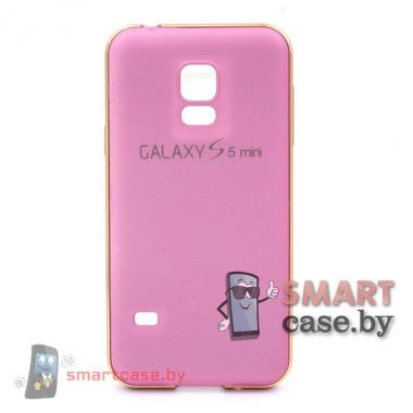 Алюминиевый бампер + крышка софт тач для Samsung Galaxy S5 mini (Розовый)