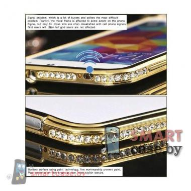 Алюминиевый бампер со стразами для Samsung Galaxy S5 (Золотой)