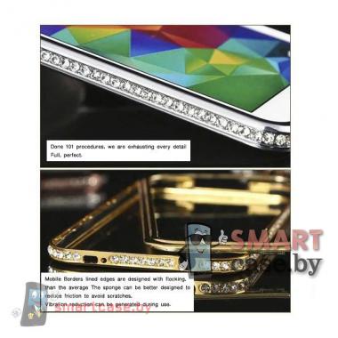 Алюминиевый бампер со стразами для Samsung Galaxy S5 (Золотой)