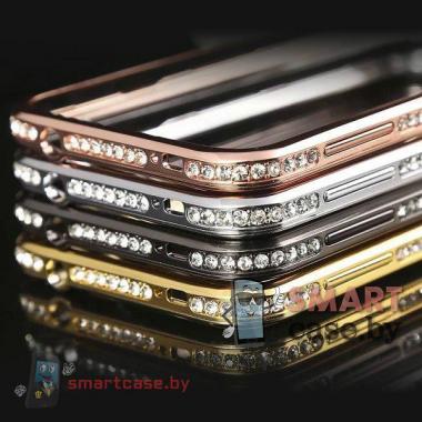 Алюминиевый бампер со стразами для Samsung Galaxy S5 (Золотой)