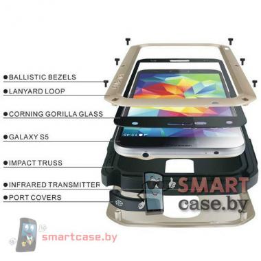 Экстремальный чехол для Samsung Galaxy S5 алюминиевый Love Mei (черный)