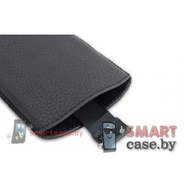 Чехол карман с язычком 14*7.5 PU кожа (черный)