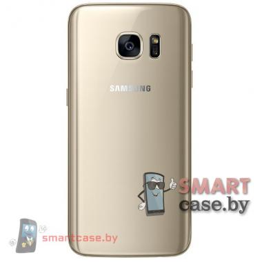 Задняя крышка, стекло для Samsung S7 со стикером OEM (золотая)